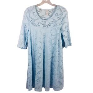 Womens Baby Blue Lace Swing‎ Dress Size Medium Special Event Party Fairycore